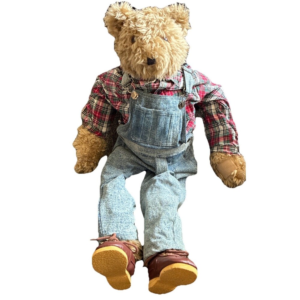 Rare Vintage Posable Coveralls Teddy Bear 29” Tall